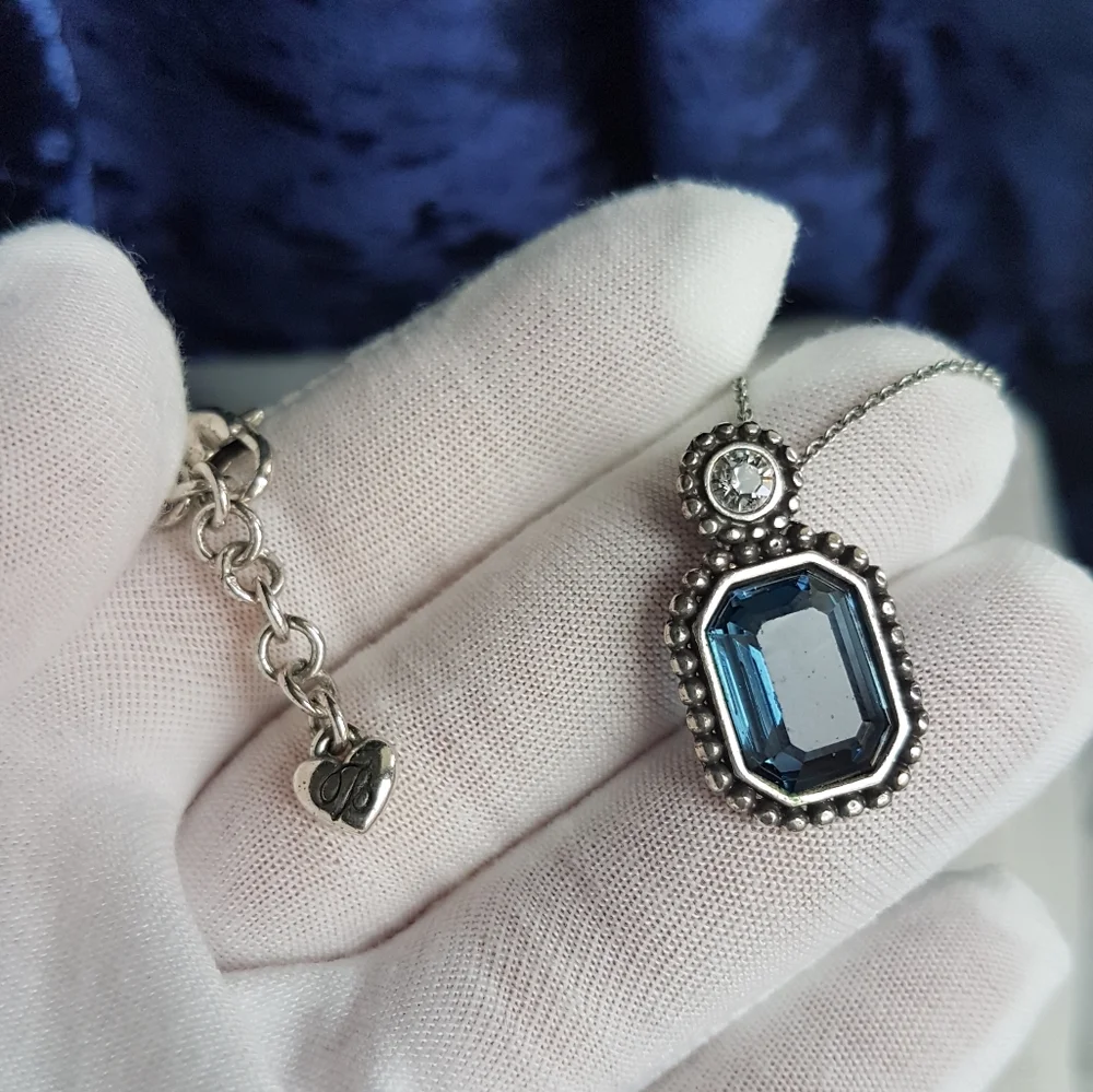 Brighton Le Ritz Navy Blue Swarovski Elements Emerald-cut Pendant Necklace NEW